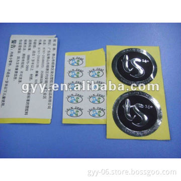 Round adhesive sticker with black color printing